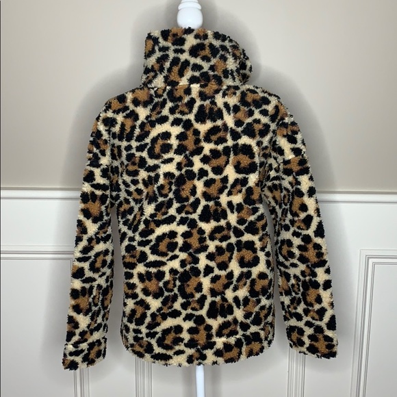 NWT J. Crew Snap-Collar Sherpa Sweatshirt Leopard - Picture 6 of 10
